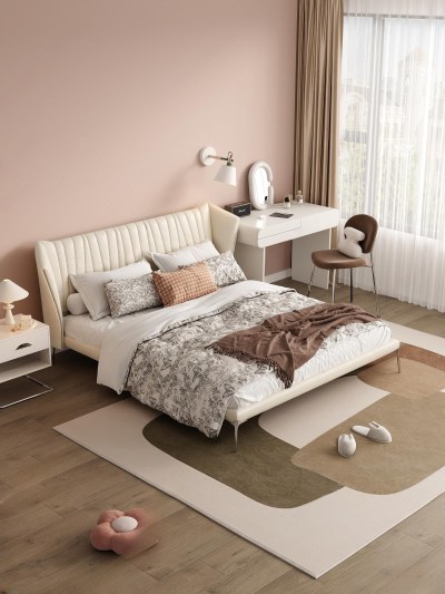 现代奶油风卧室3D模型下载